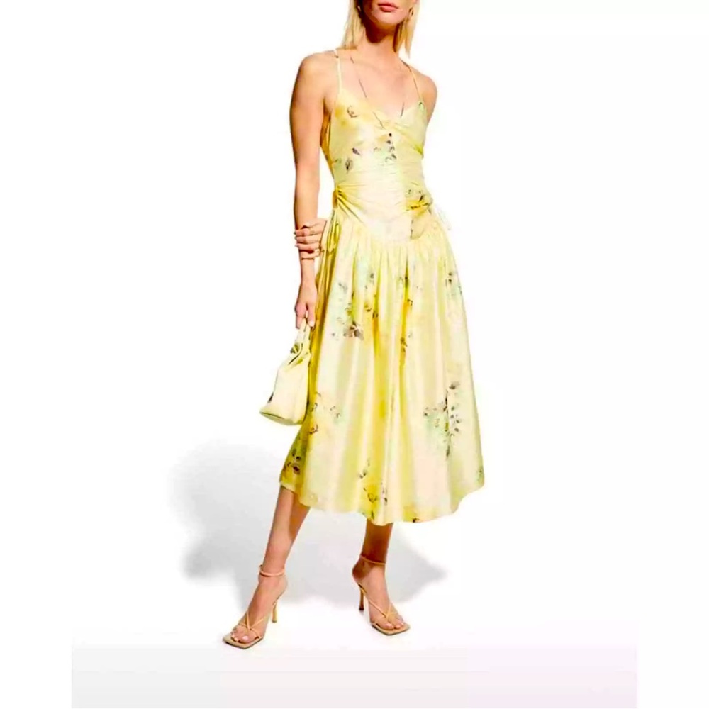 Rebecca Taylor Floral Strappy Open Back Silk Dress US10